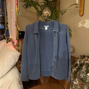 Jennifer Moore Elegant Blue Button-Up Cardigan